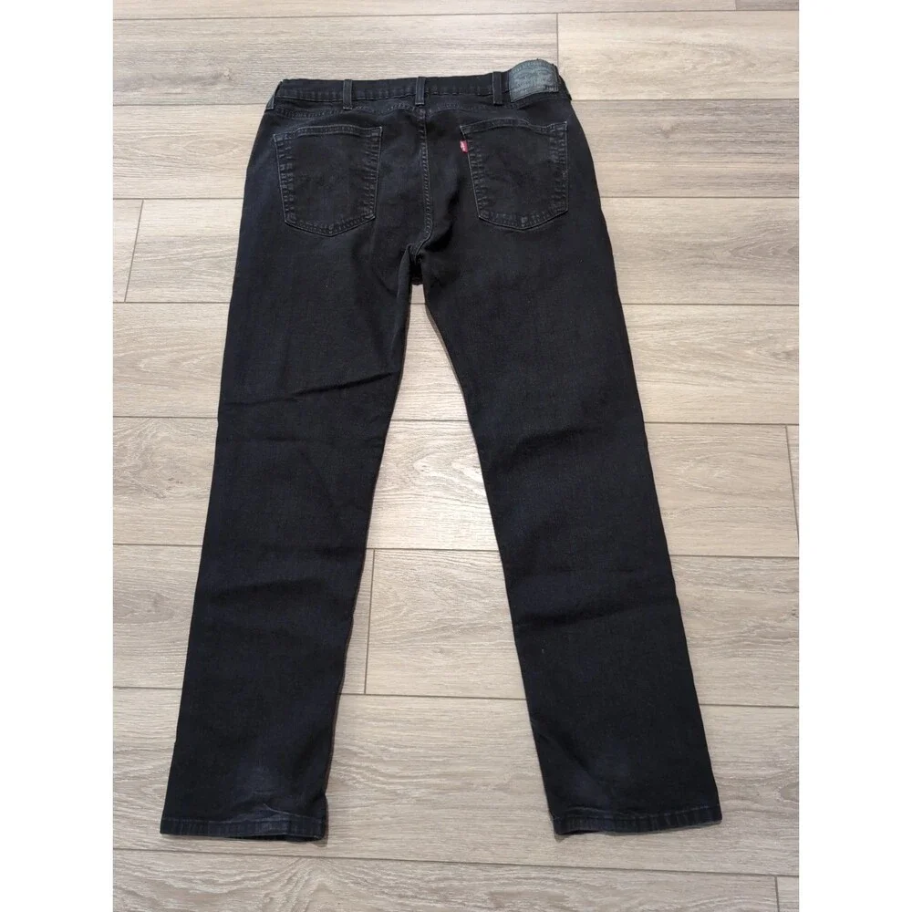 LEVI'S 514 DENIM JEANS MENS 38X32 DARK WASH BLACK STRAIGHT STRETCH EUC